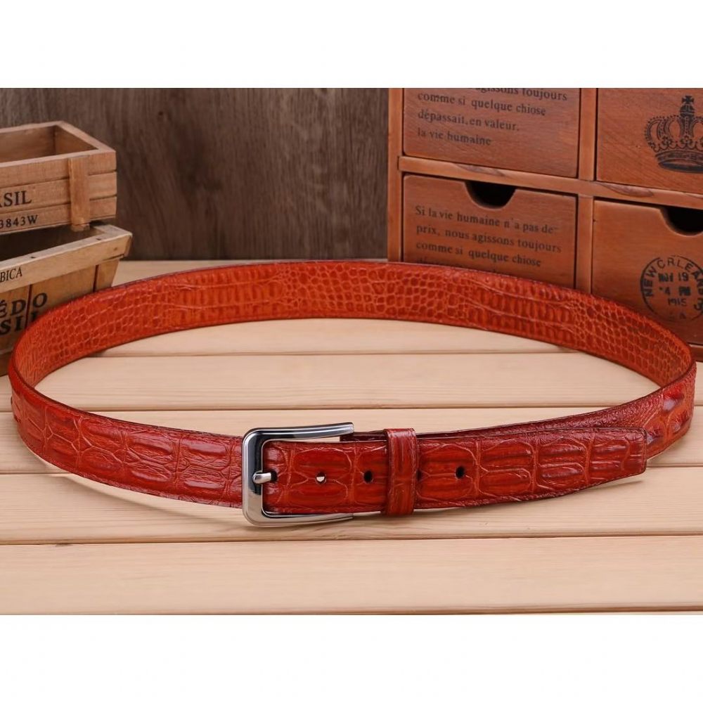 Ceintures Pour Hommes Ceinture Sophistiquée Cuir Gaufré - Rouge