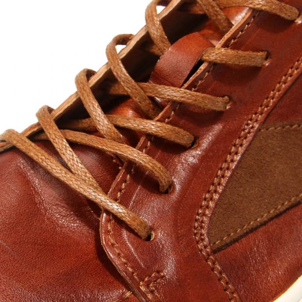 Chaussures Décontractées Pour Hommes Baskets Montantes Élégantes À La Mode - Marron