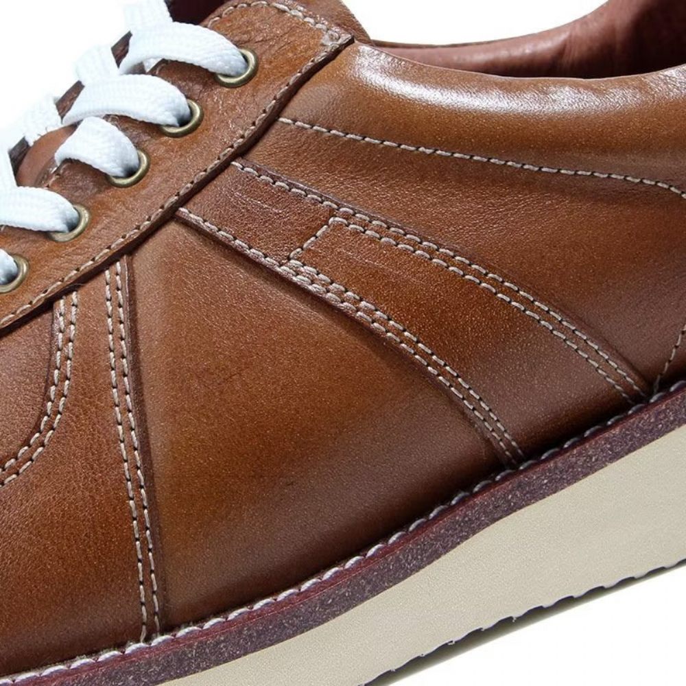 Chaussures Décontractées Pour Hommes Baskets Montantes À La Mode - Marron