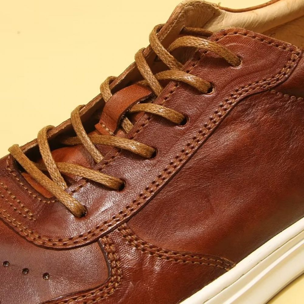 Chaussures Décontractées Pour Hommes Baskets Montantes Somptueuses À La Mode - Marron