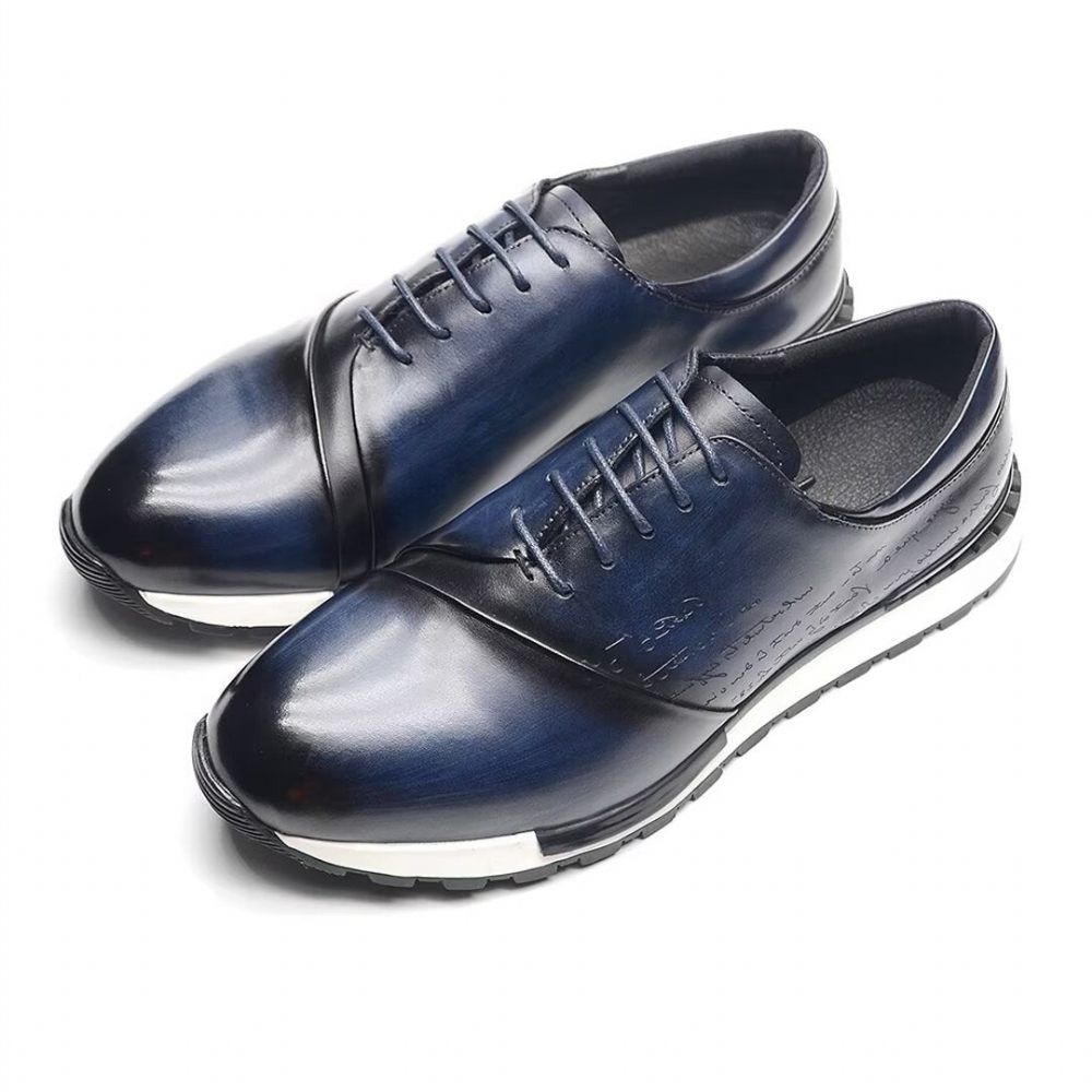 Chaussures Décontractées Pour Hommes Casuals Cuir Raffiné Et Décontracté - Bleu