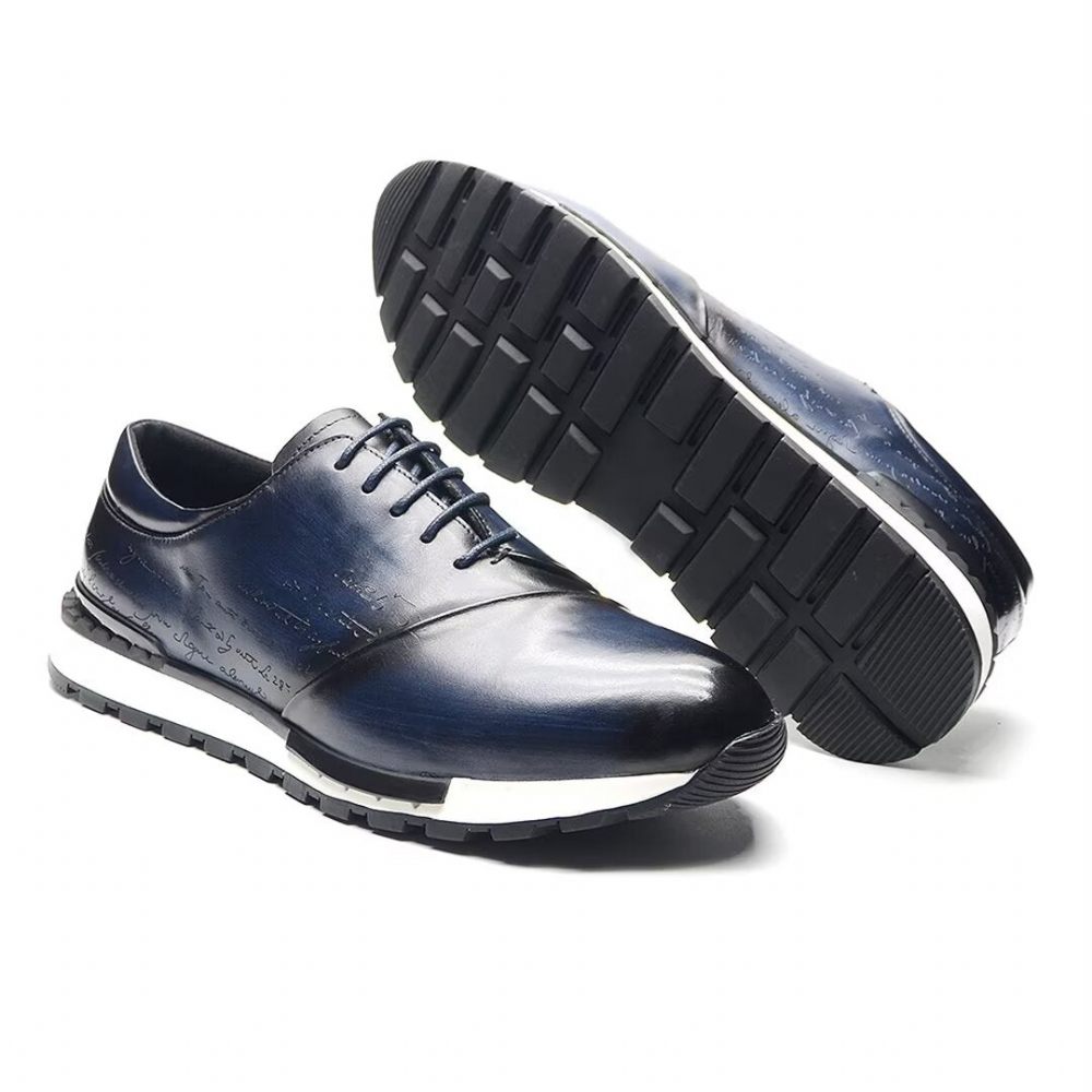 Chaussures Décontractées Pour Hommes Casuals Cuir Raffiné Et Décontracté - Bleu