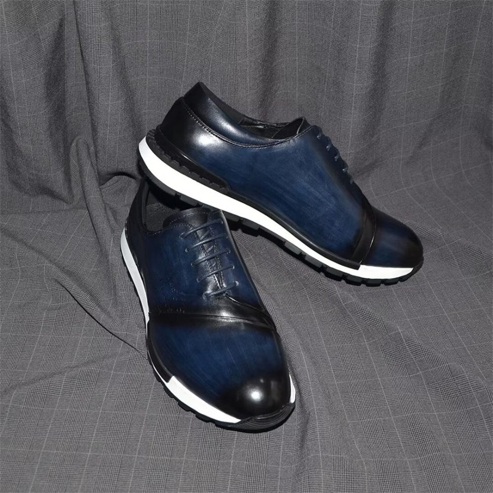 Chaussures Décontractées Pour Hommes Casuals Cuir Raffiné Et Décontracté - Bleu