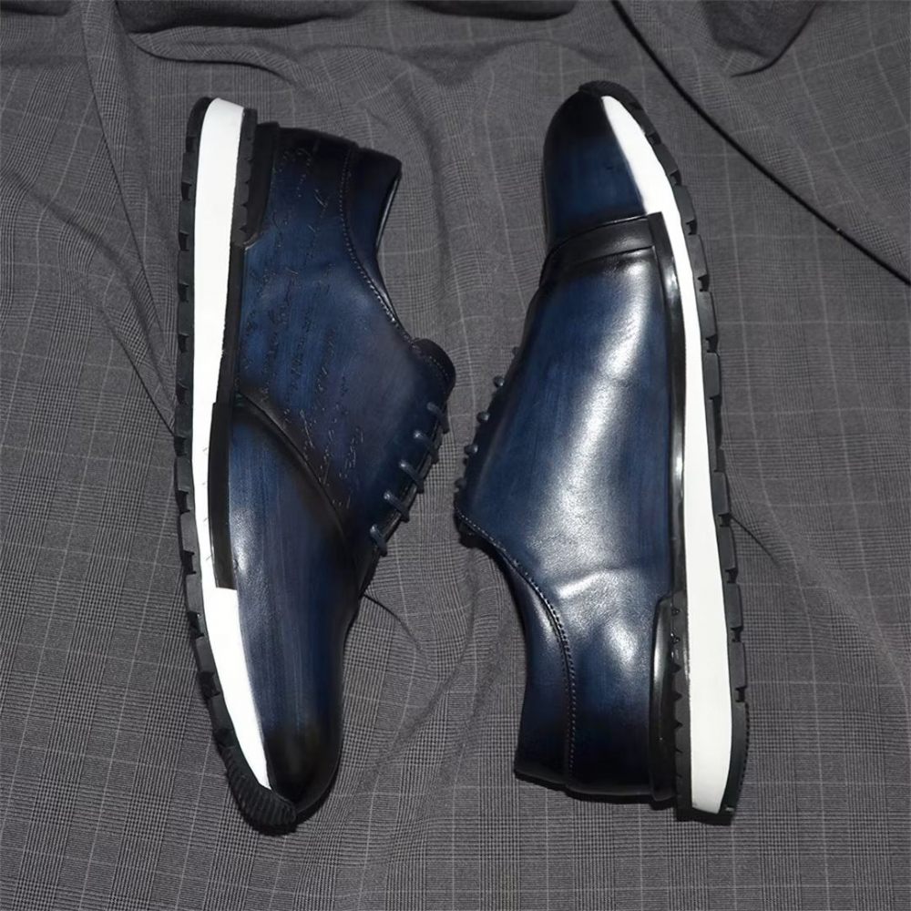 Chaussures Décontractées Pour Hommes Casuals Cuir Raffiné Et Décontracté - Bleu