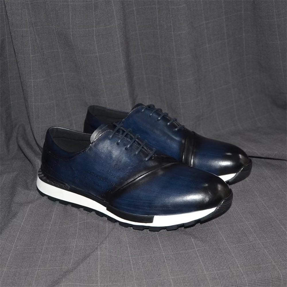 Chaussures Décontractées Pour Hommes Casuals Cuir Raffiné Et Décontracté - Bleu