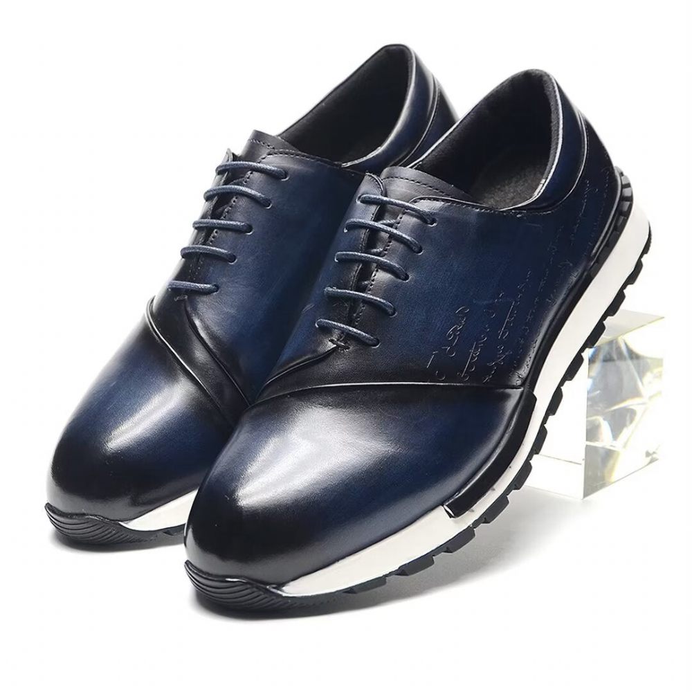 Chaussures Décontractées Pour Hommes Casuals Cuir Raffiné Et Décontracté - Bleu