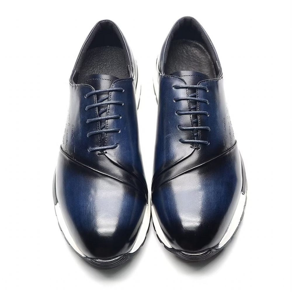 Chaussures Décontractées Pour Hommes Casuals Cuir Raffiné Et Décontracté - Bleu