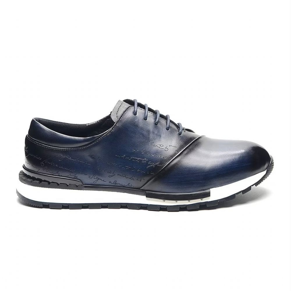 Chaussures Décontractées Pour Hommes Casuals Cuir Raffiné Et Décontracté - Bleu