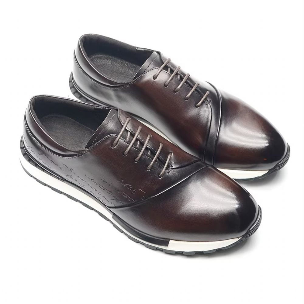 Chaussures Décontractées Pour Hommes Casuals Cuir Raffiné Et Décontracté - Café