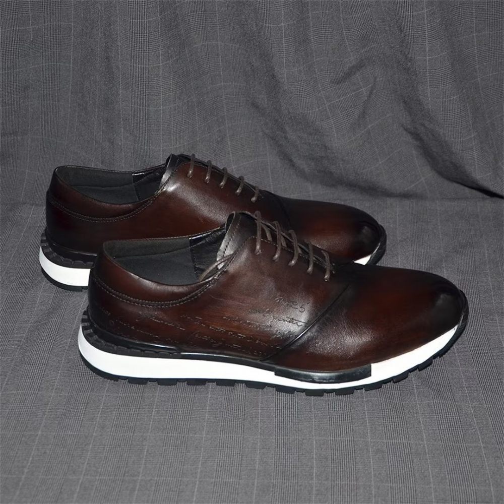 Chaussures Décontractées Pour Hommes Casuals Cuir Raffiné Et Décontracté - Café