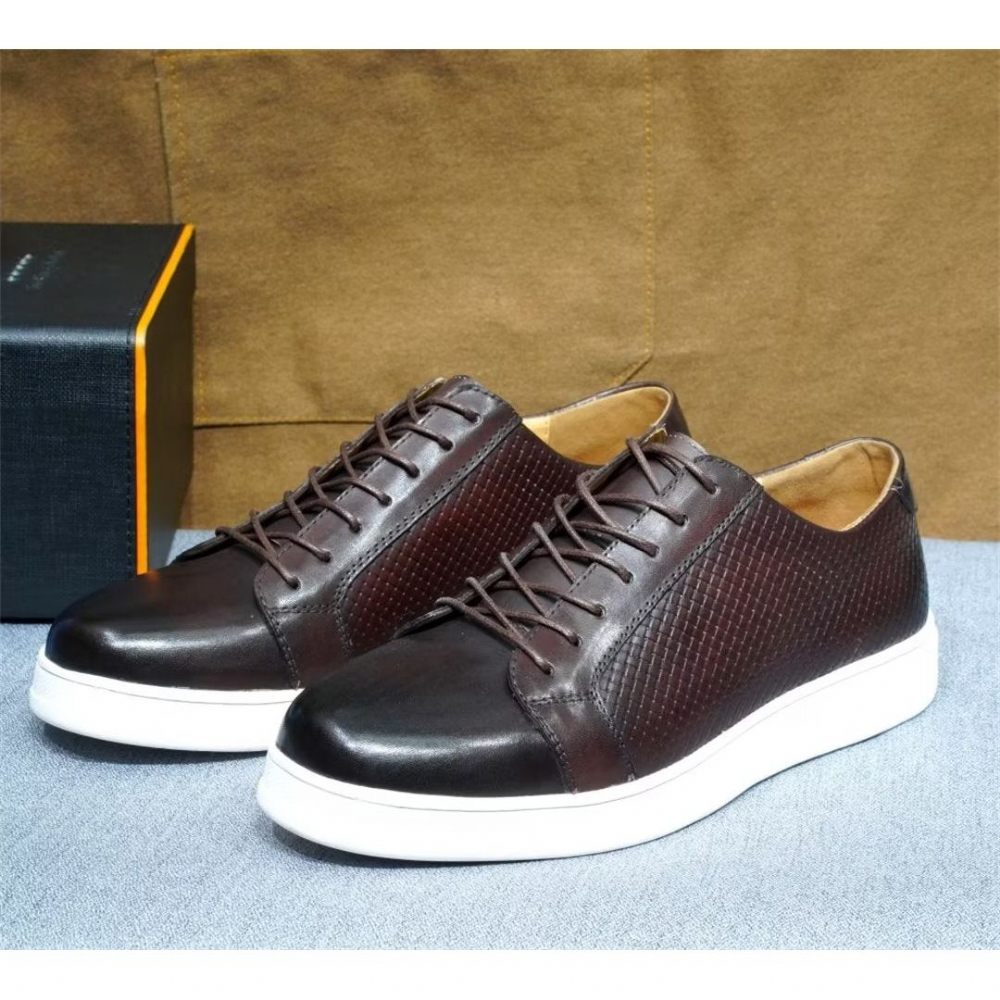 Chaussures Décontractées Pour Hommes Chic Casual Lace-ups - Café