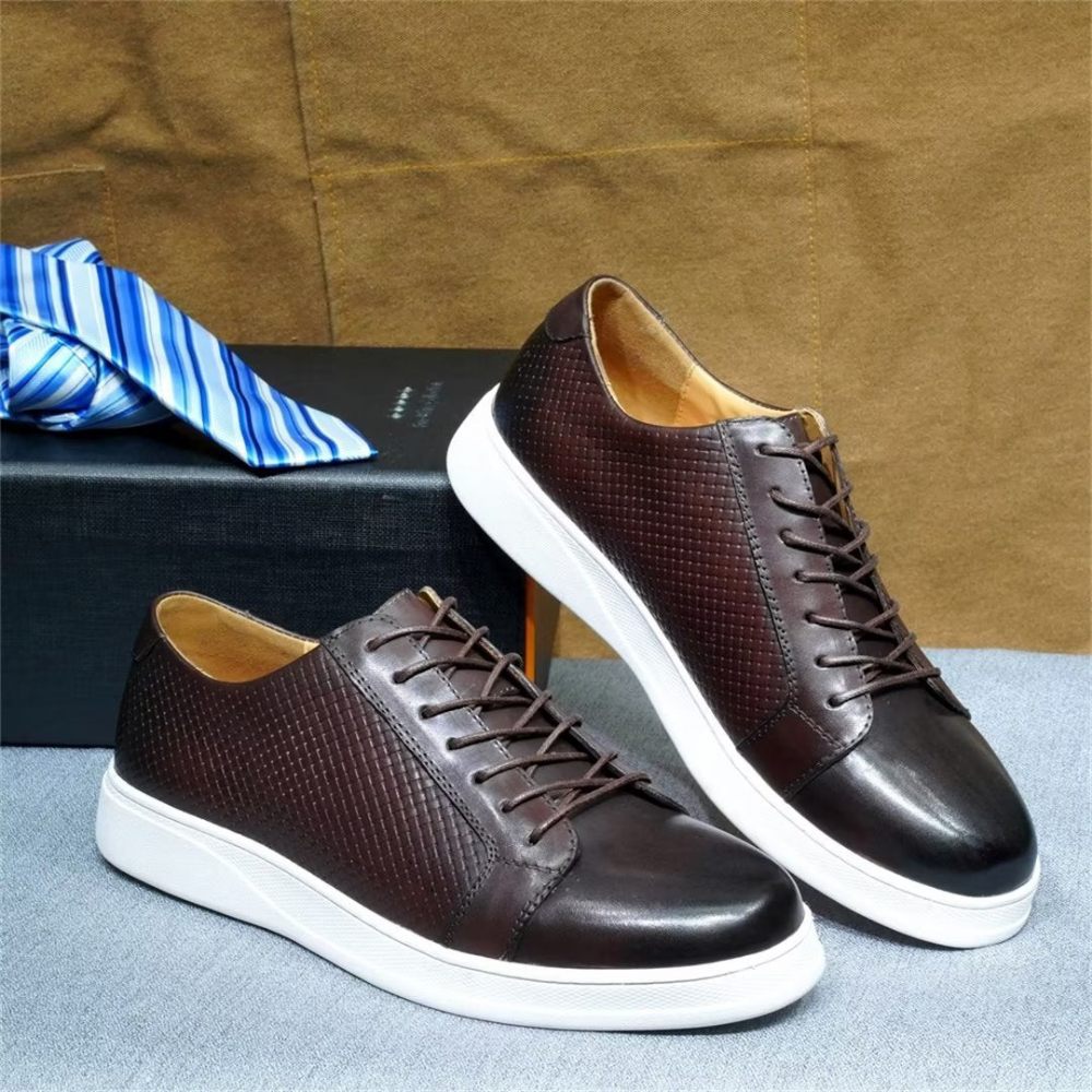 Chaussures Décontractées Pour Hommes Chic Casual Lace-ups - Café