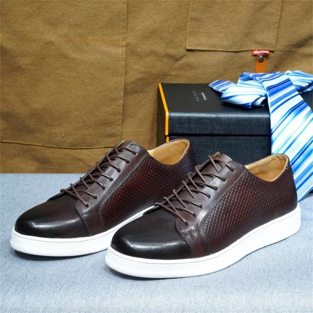 Chaussures Décontractées Pour Hommes Chic Casual Lace-ups - Café