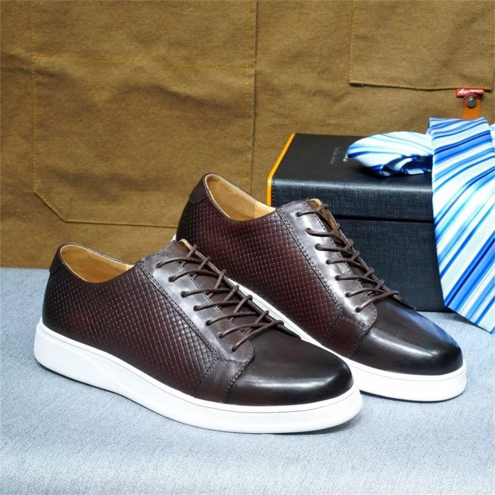 Chaussures Décontractées Pour Hommes Chic Casual Lace-ups - Café