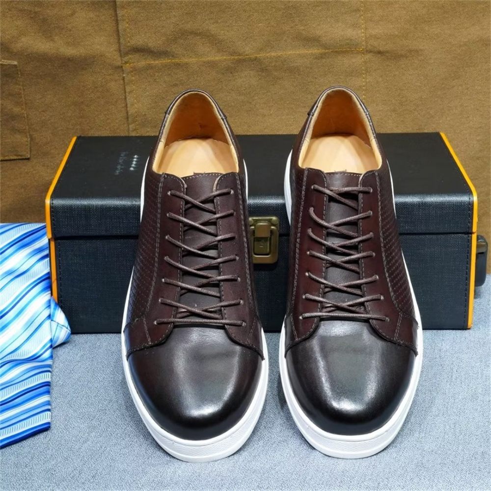 Chaussures Décontractées Pour Hommes Chic Casual Lace-ups - Café