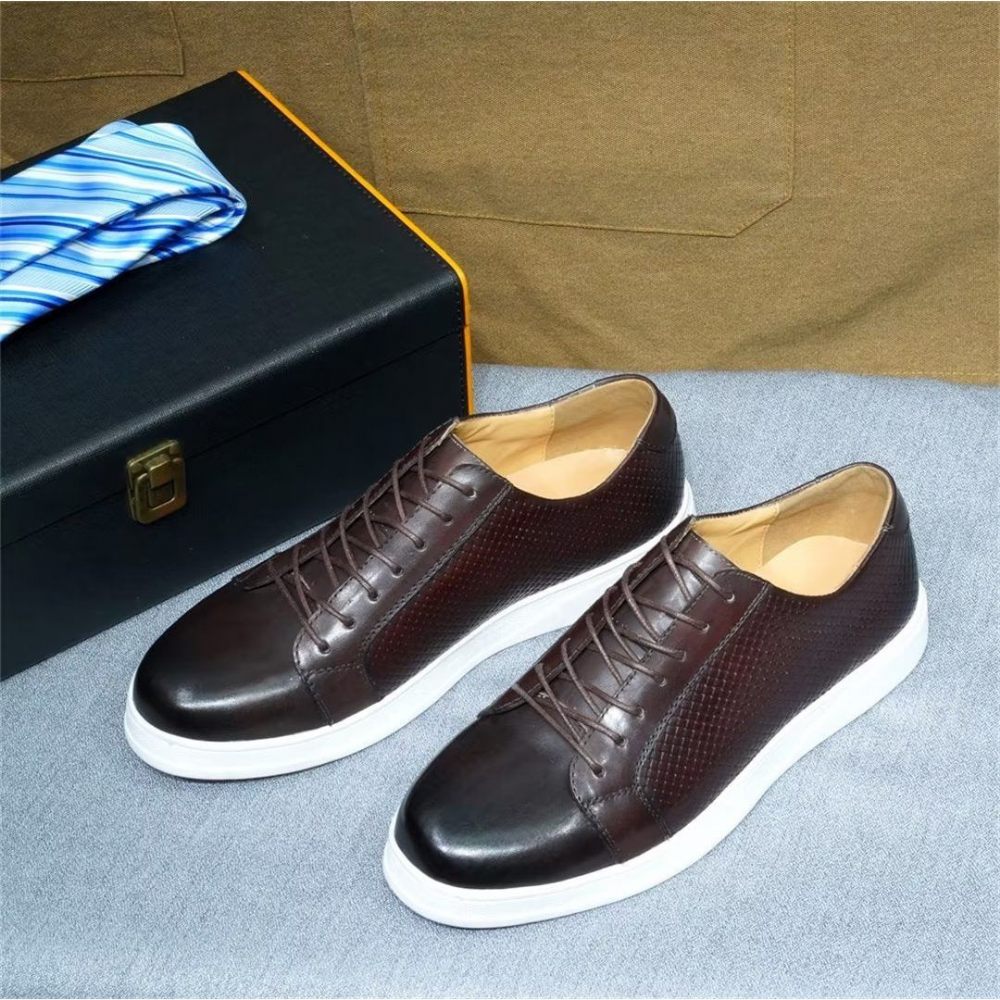 Chaussures Décontractées Pour Hommes Chic Casual Lace-ups - Café