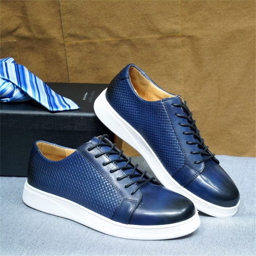 Chaussures Décontractées Pour Hommes Chic Casual Lace-ups - Bleu