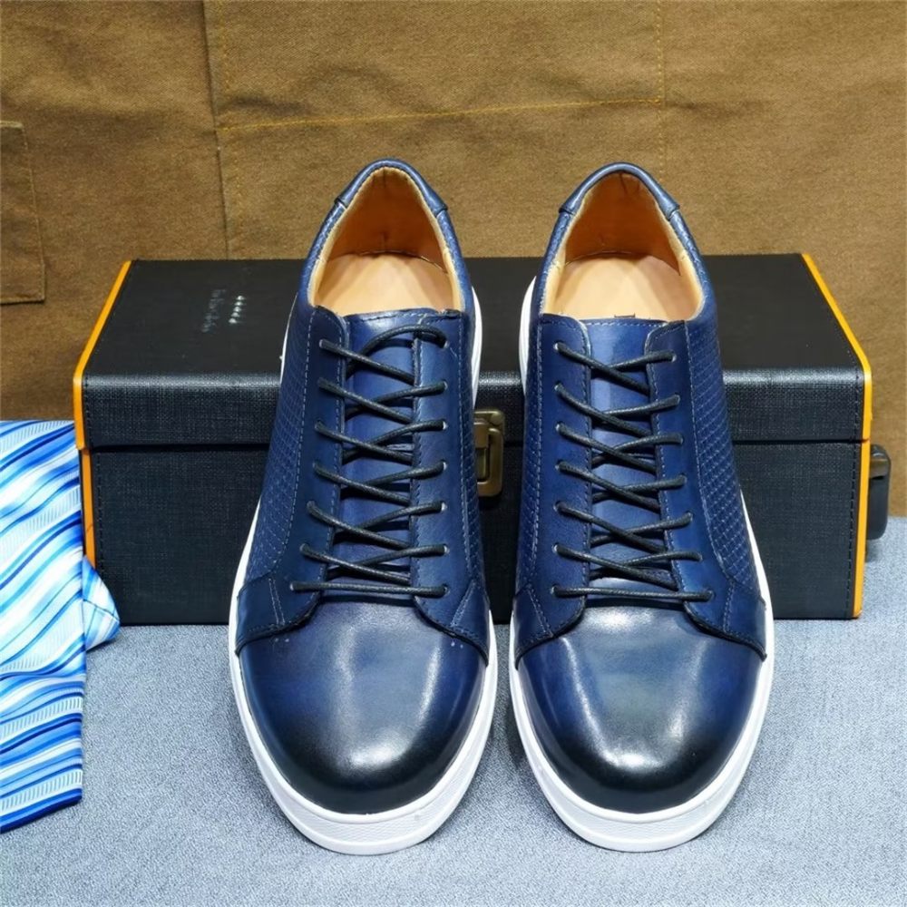 Chaussures Décontractées Pour Hommes Chic Casual Lace-ups - Bleu