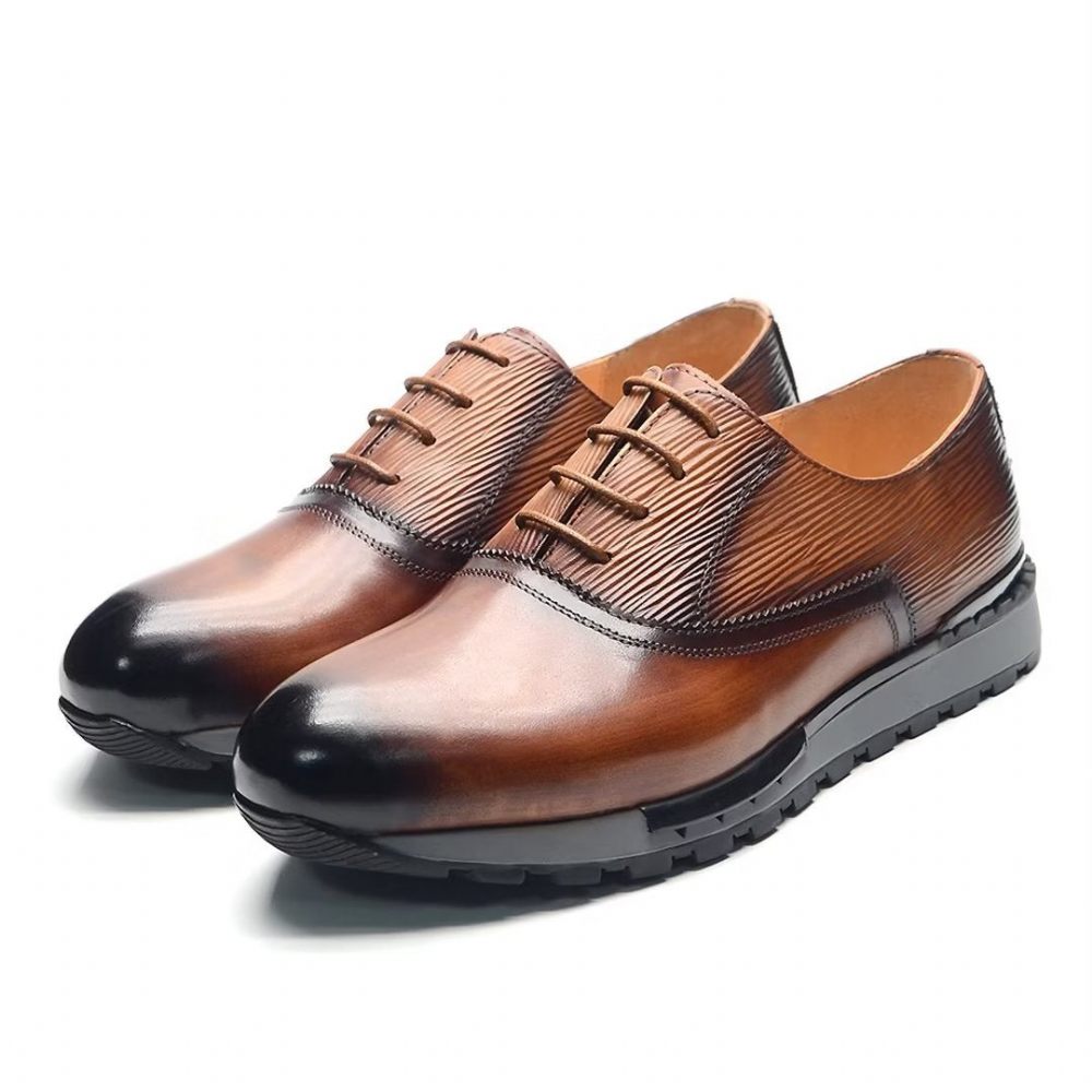 Chaussures Décontractées Pour Hommes Chic Urbanite À Lacets Cuir - Marron