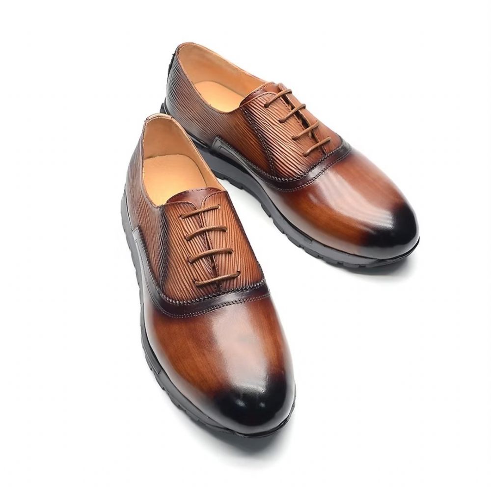 Chaussures Décontractées Pour Hommes Chic Urbanite À Lacets Cuir - Marron