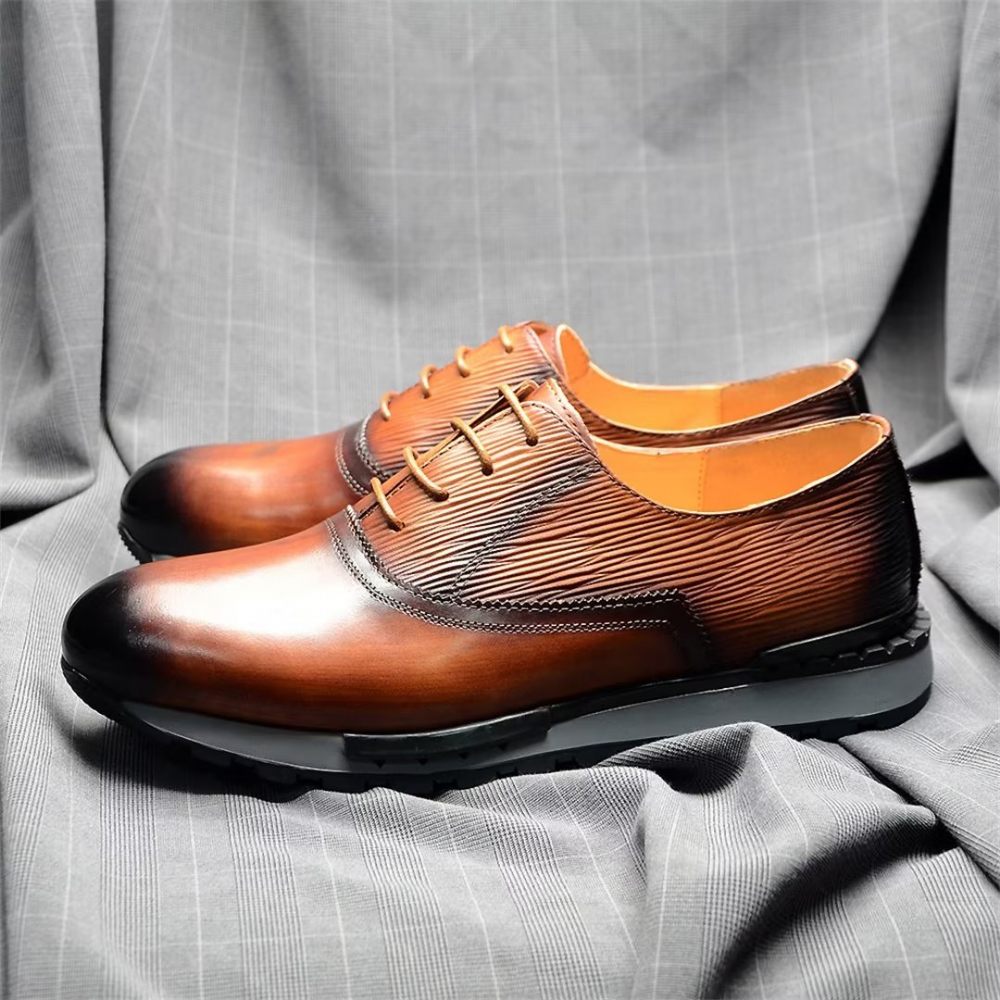 Chaussures Décontractées Pour Hommes Chic Urbanite À Lacets Cuir - Marron