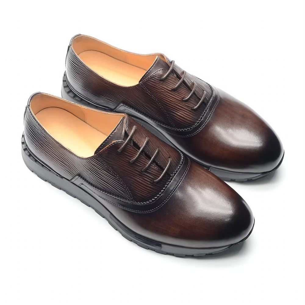 Chaussures Décontractées Pour Hommes Chic Urbanite À Lacets Cuir - Café