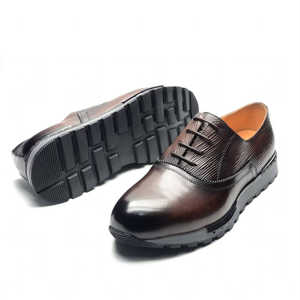 Chaussures Décontractées Pour Hommes Chic Urbanite À Lacets Cuir - Café