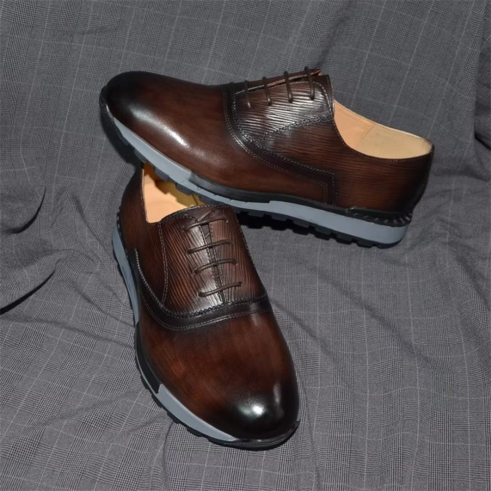 Chaussures Décontractées Pour Hommes Chic Urbanite À Lacets Cuir - Café