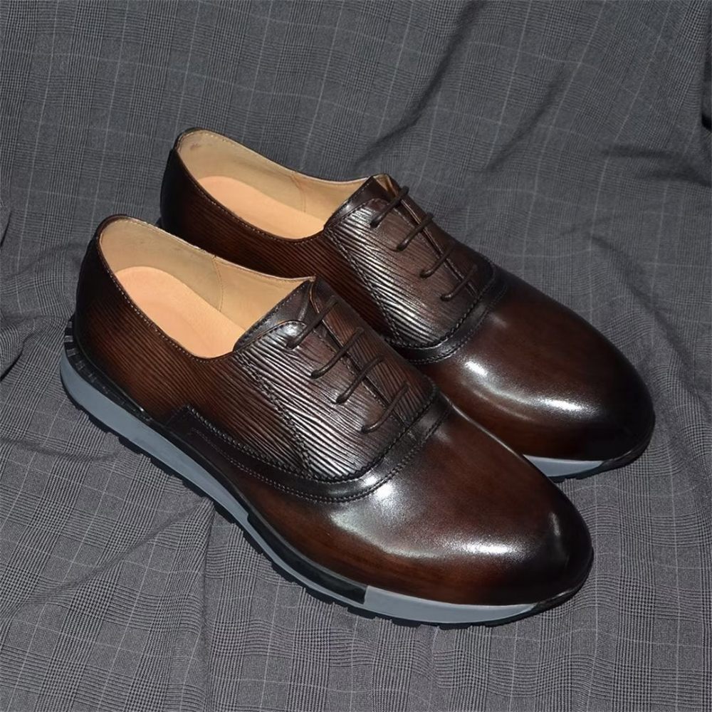 Chaussures Décontractées Pour Hommes Chic Urbanite À Lacets Cuir - Café