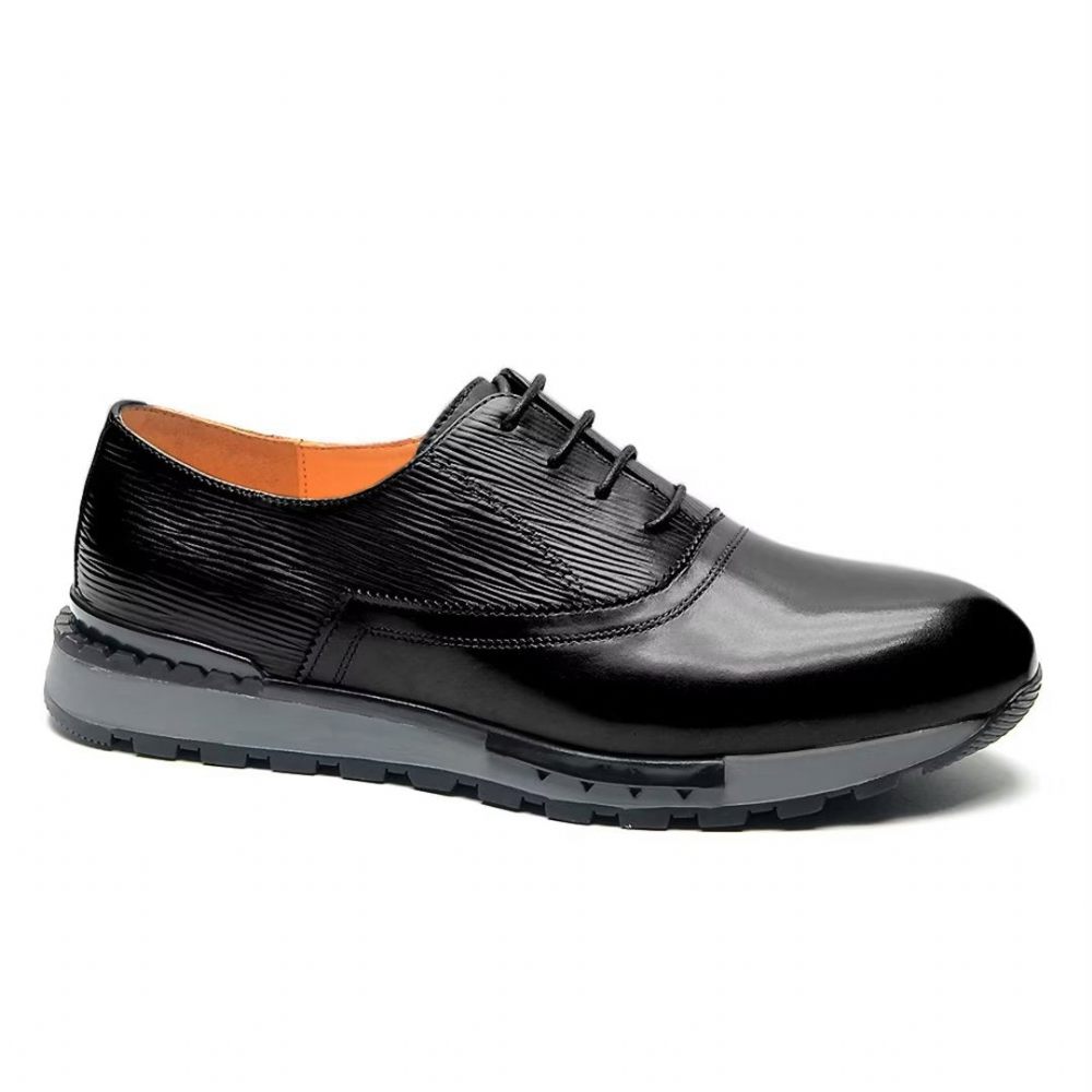 Chaussures Décontractées Pour Hommes Chic Urbanite À Lacets Cuir - Noir