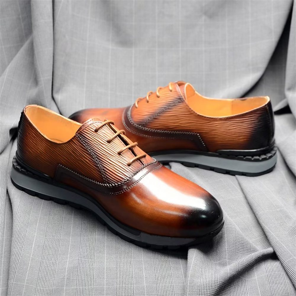 Chaussures Décontractées Pour Hommes Chic Urbanite À Lacets Cuir - Marron