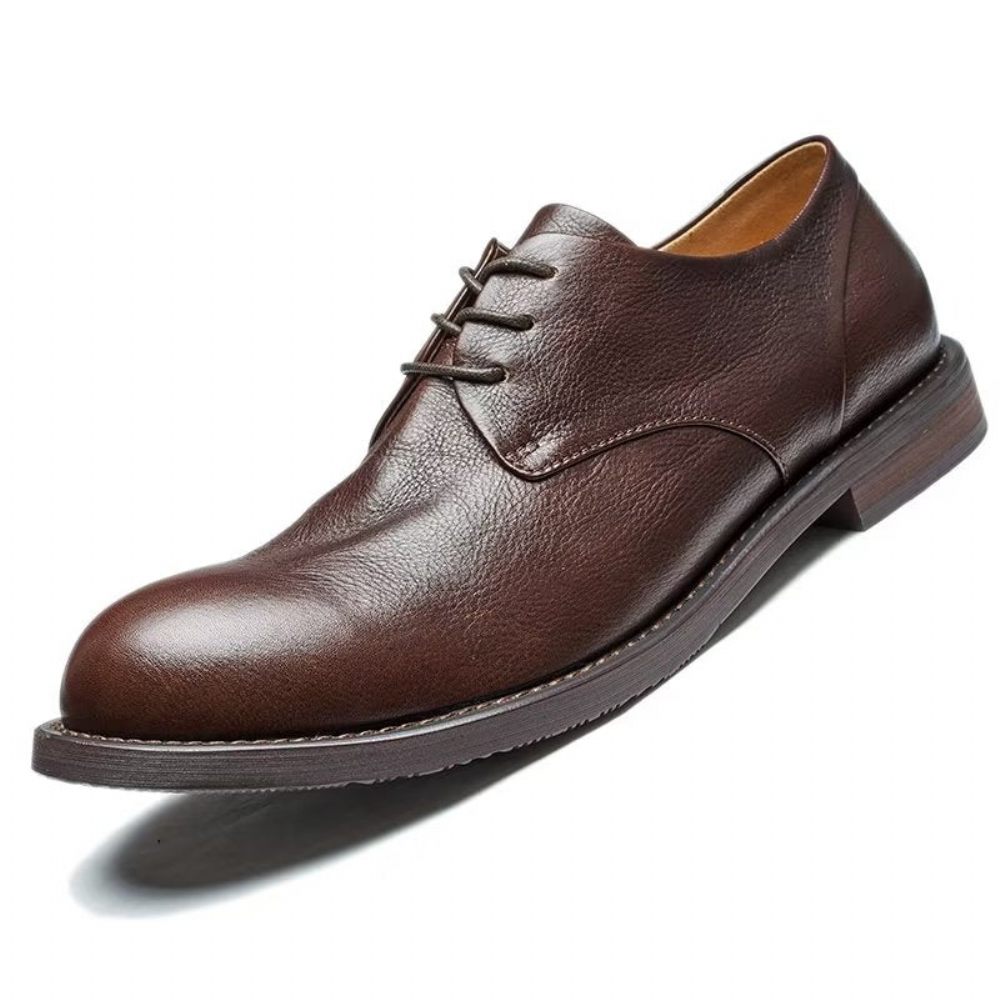 Chaussures Décontractées Pour Hommes Chics À Bout Rond Lacets - Café