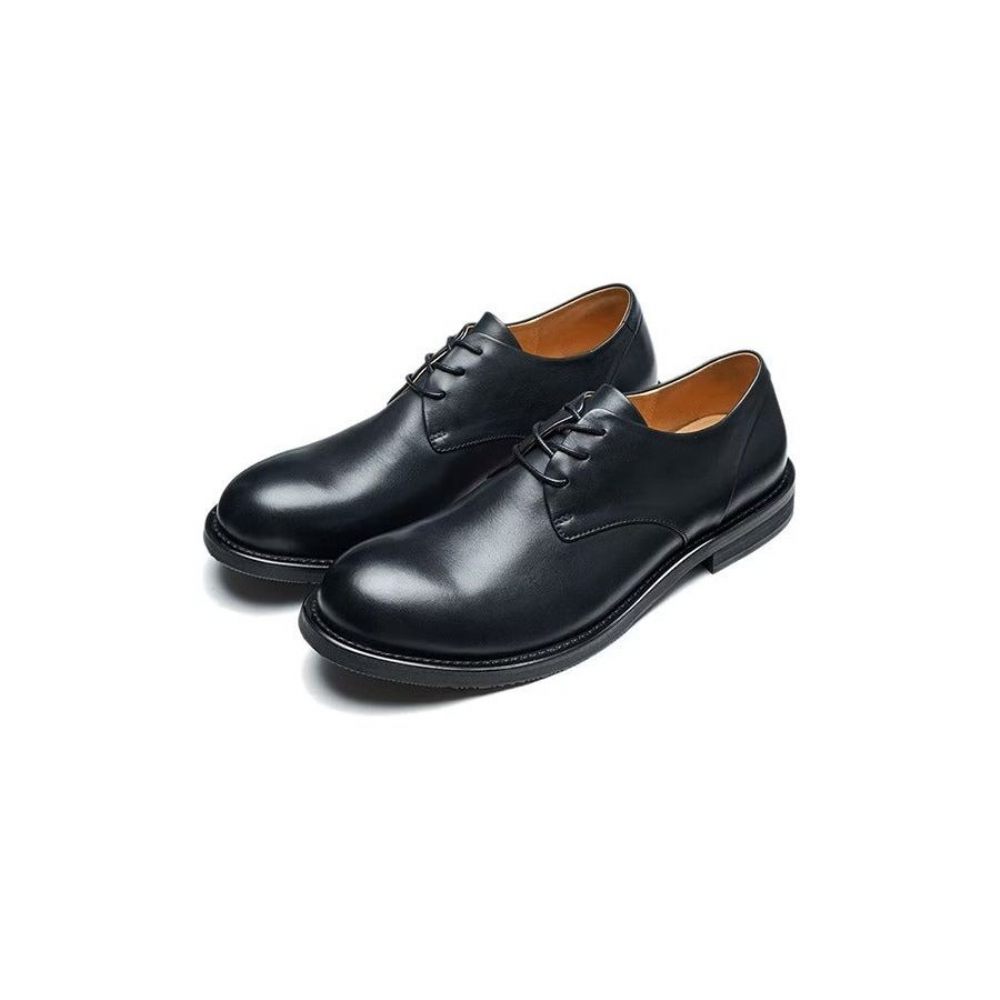 Chaussures Décontractées Pour Hommes Chics À Bout Rond Lacets - Noir