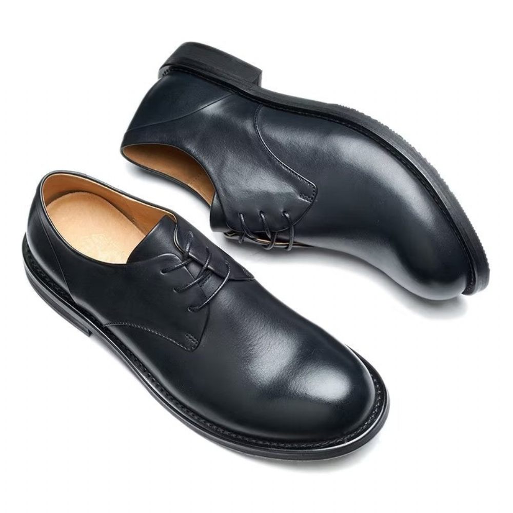 Chaussures Décontractées Pour Hommes Chics À Bout Rond Lacets - Noir