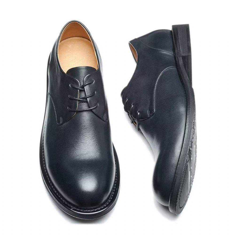 Chaussures Décontractées Pour Hommes Chics À Bout Rond Lacets - Noir