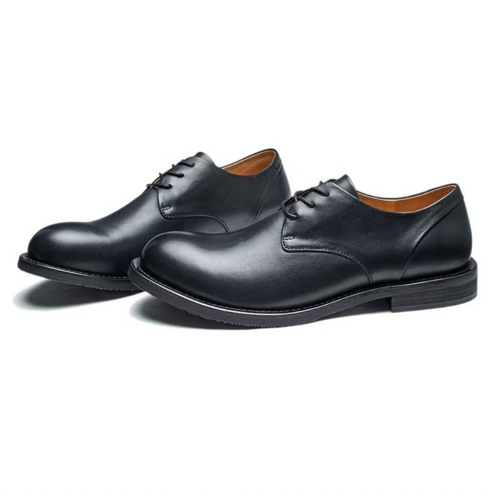 Chaussures Décontractées Pour Hommes Chics À Bout Rond Lacets - Noir