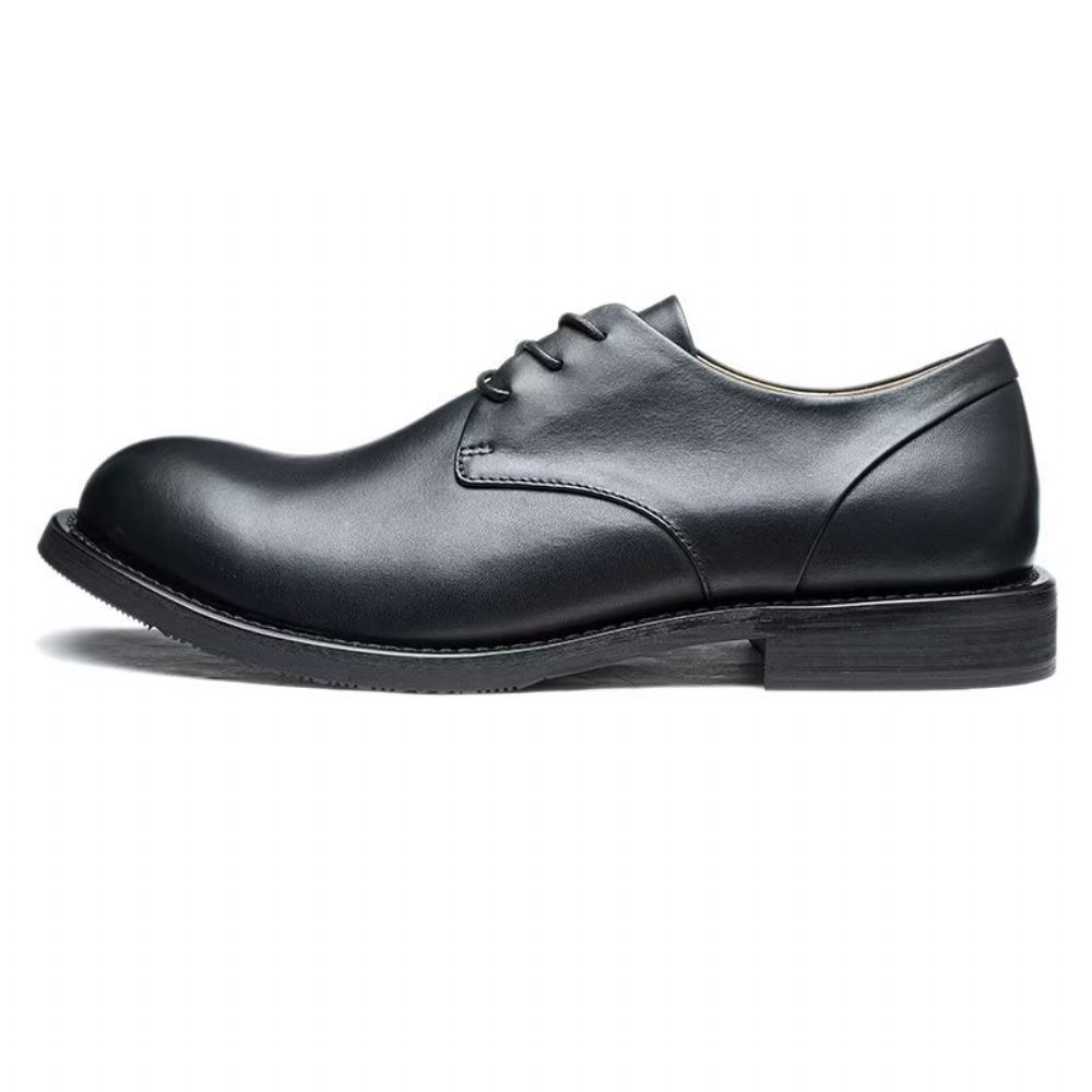 Chaussures Décontractées Pour Hommes Chics À Bout Rond Lacets - Noir