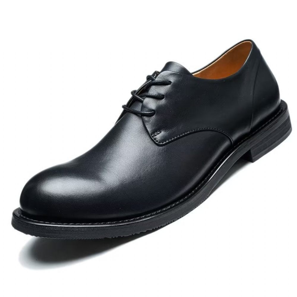 Chaussures Décontractées Pour Hommes Chics À Bout Rond Lacets - Noir