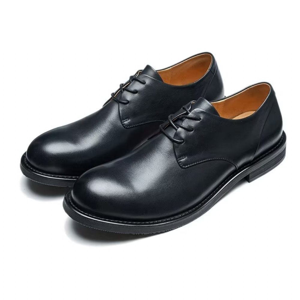 Chaussures Décontractées Pour Hommes Chics À Bout Rond Lacets - Noir