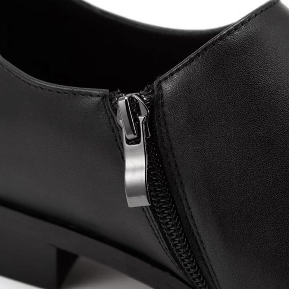 Chaussures Décontractées Pour Hommes Chics Cuir Luxe À Bout Carré - Noir