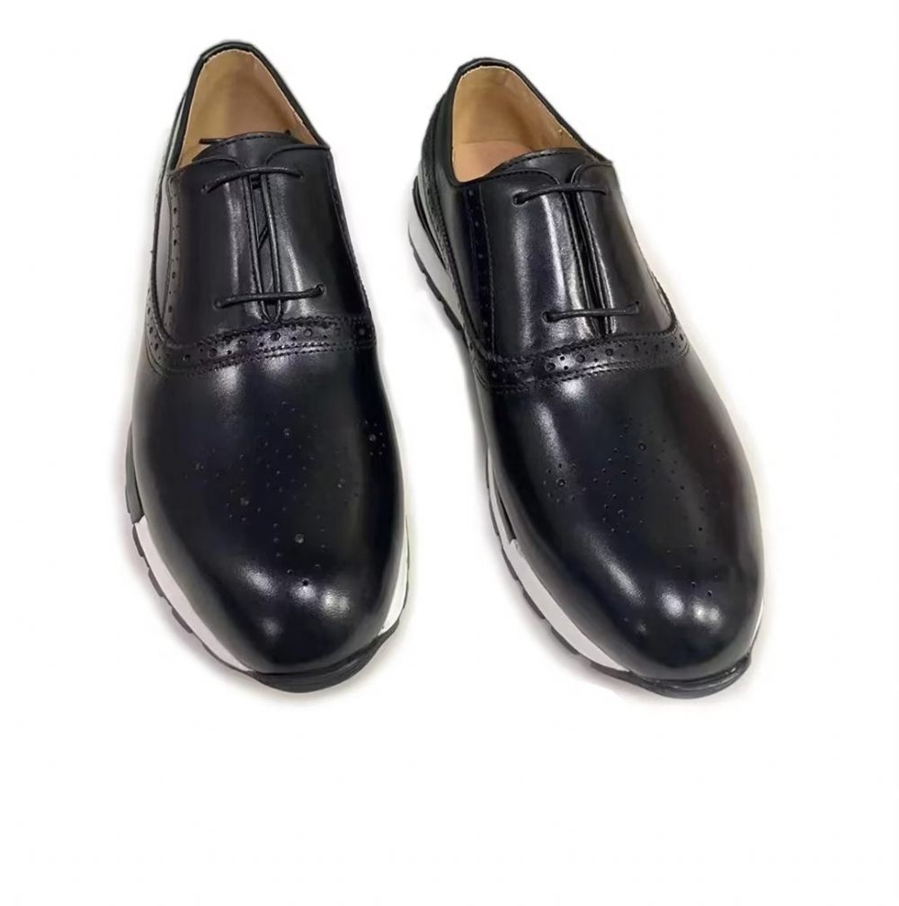 Chaussures Décontractées Pour Hommes Confortables Cuir Vache - Noir