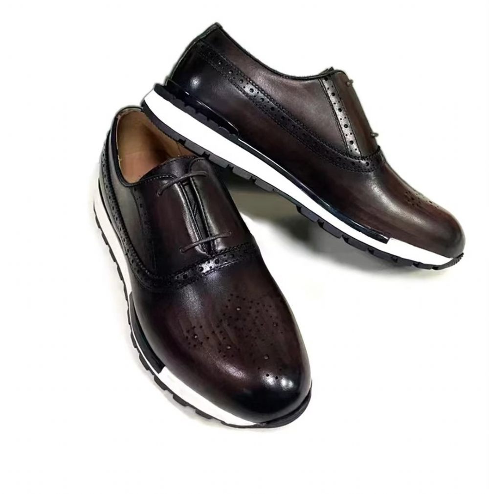 Chaussures Décontractées Pour Hommes Confortables Cuir Vache - Café