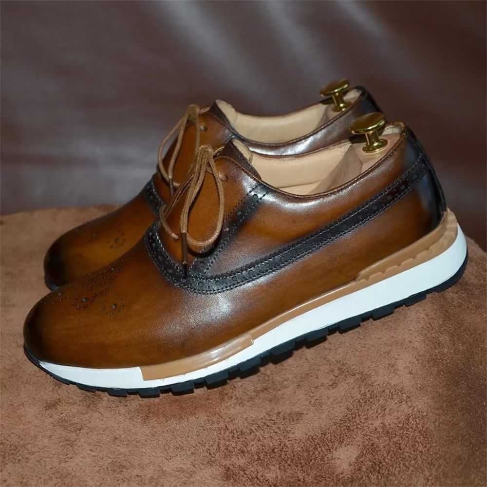 Chaussures Décontractées Pour Hommes Confortables Cuir Vache - Marron