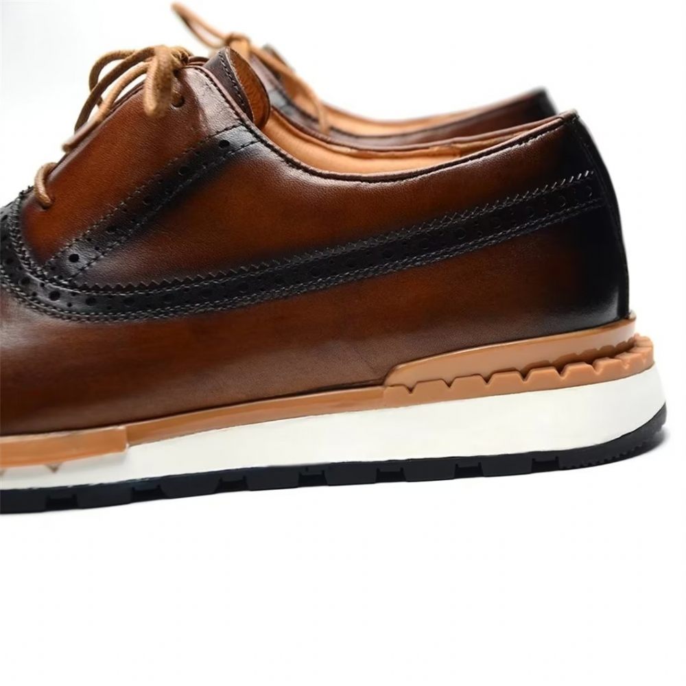 Chaussures Décontractées Pour Hommes Confortables Cuir Vache - Marron