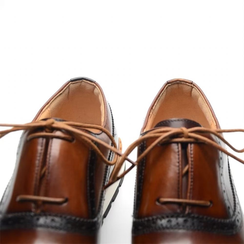 Chaussures Décontractées Pour Hommes Confortables Cuir Vache - Marron