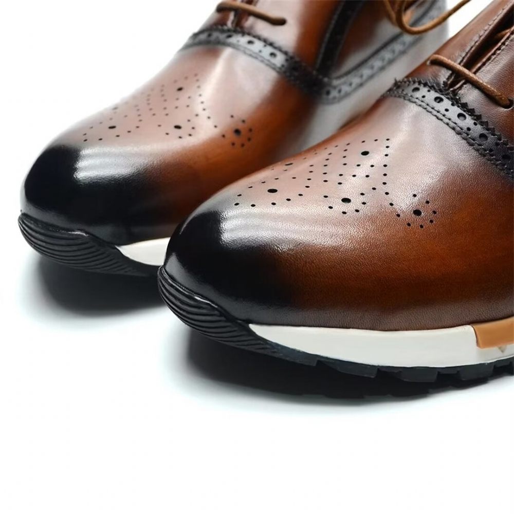 Chaussures Décontractées Pour Hommes Confortables Cuir Vache - Marron