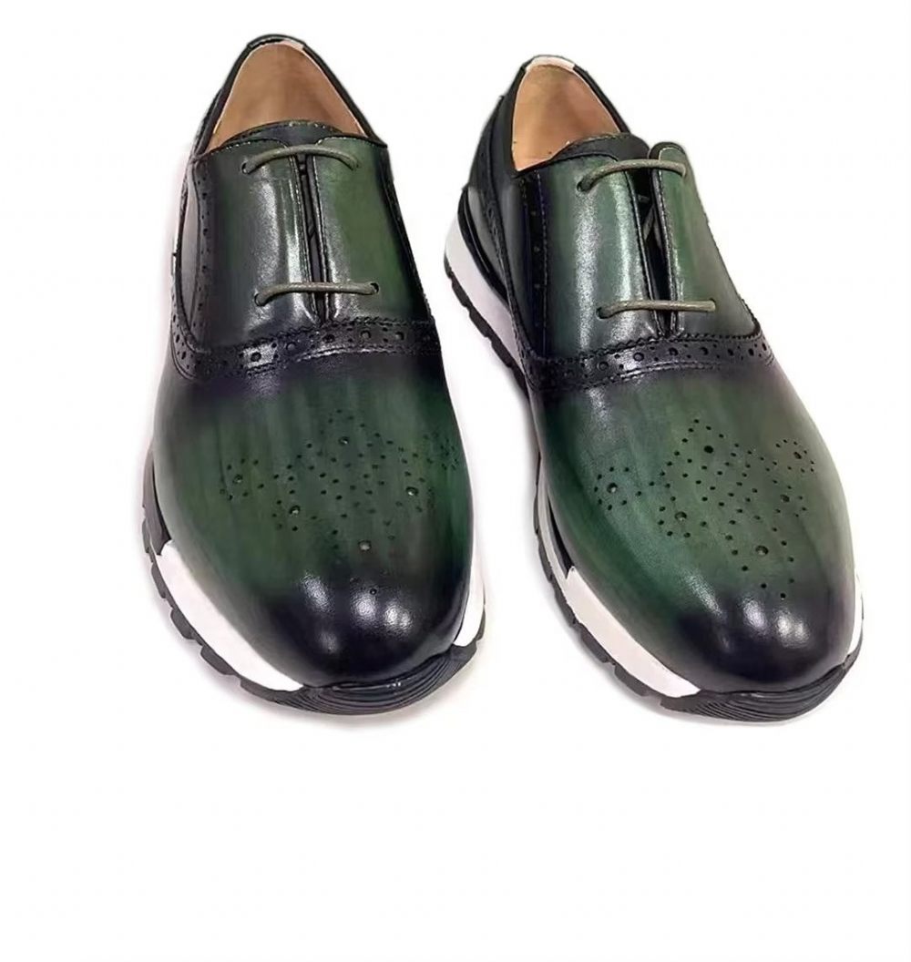 Chaussures Décontractées Pour Hommes Confortables Cuir Vache - Vert