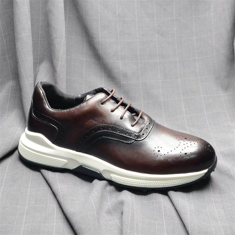 Chaussures Décontractées Pour Hommes Cuir Confortables Et Modernes - Café