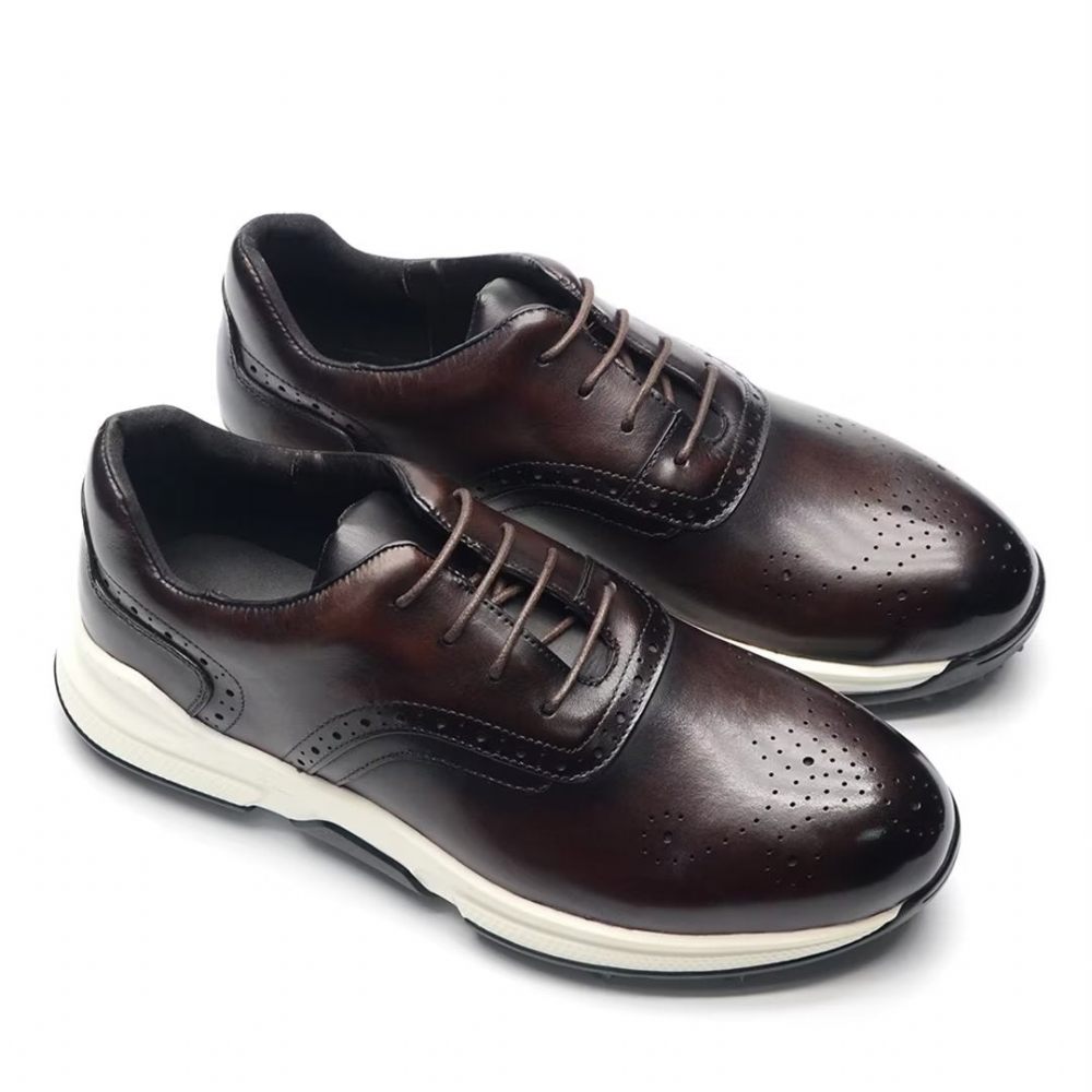 Chaussures Décontractées Pour Hommes Cuir Confortables Et Modernes - Café