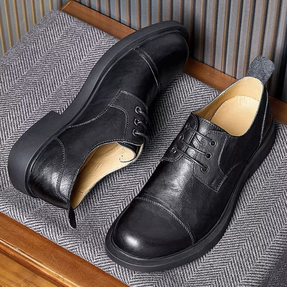 Chaussures Décontractées Pour Hommes Cuir Gaufré - Noir